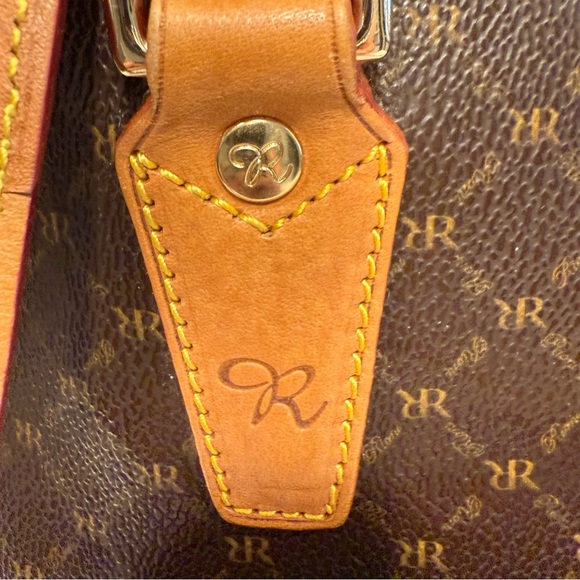 RIONI Signature Dome Handle/shoulder Bag Brown Canvas W/ Tan Leather Trim NEW! - Picture 8 of 15